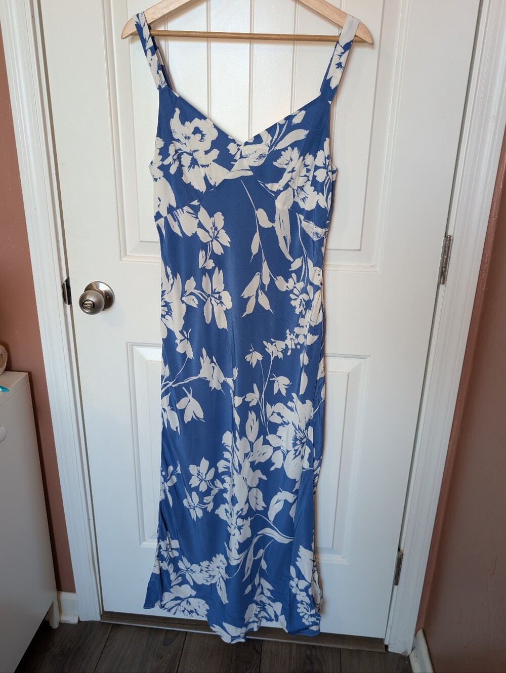 NWOT Madewell Midi Floral Print Tank Dress W6 Blue/White